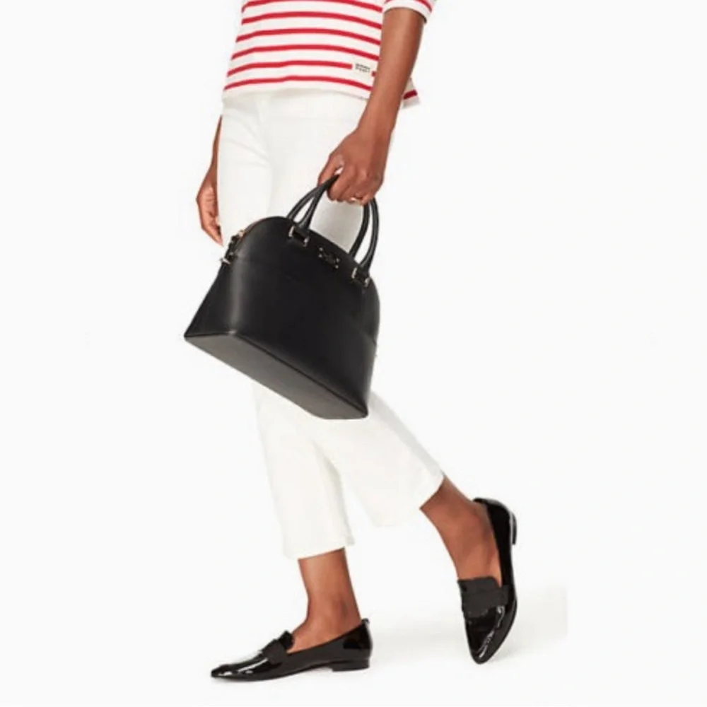 Kate Spade New York GROVE STREET CARLI SATCHEL in Black Leather w/Gold Hardware